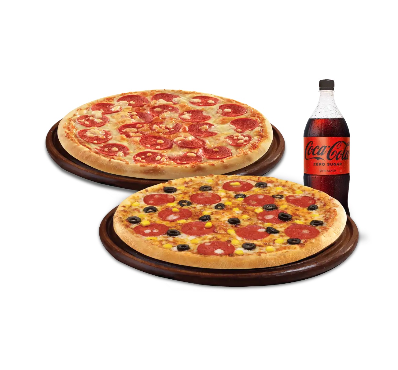 2 Orta Boy Pizza + Co-Cola 1 Litre