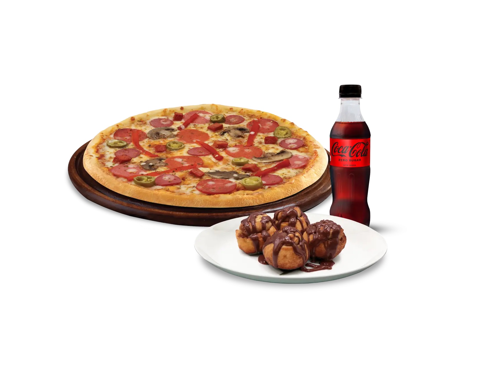 Orta Boy Bol Etli + Coca-Cola Pet 330 ML + 4 lü Cinnamon Roll Kampanyası
